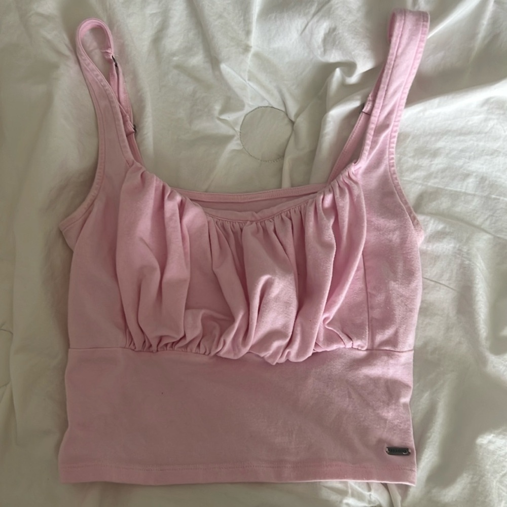 Pink Hollister Ribbed Tank Top/Crop Top